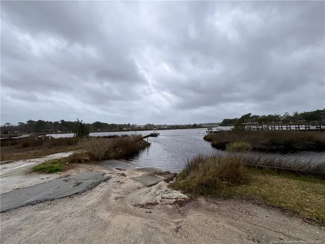 a view of lake with green field