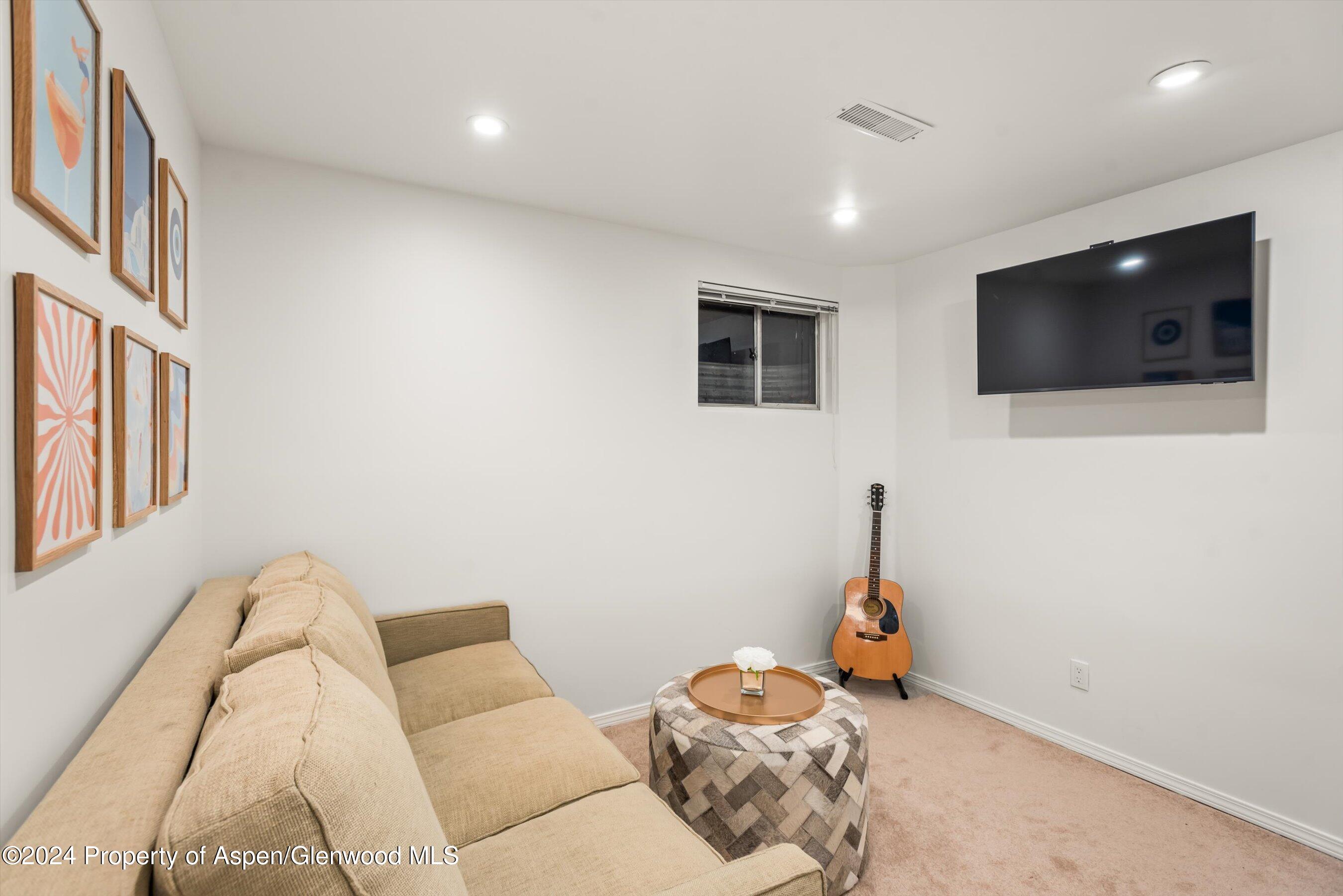 814 West Bleeker Street, Unit D1 Aspen, CO 81611 - Photo 21 of 22 a living room with furniture and a flat screen tv