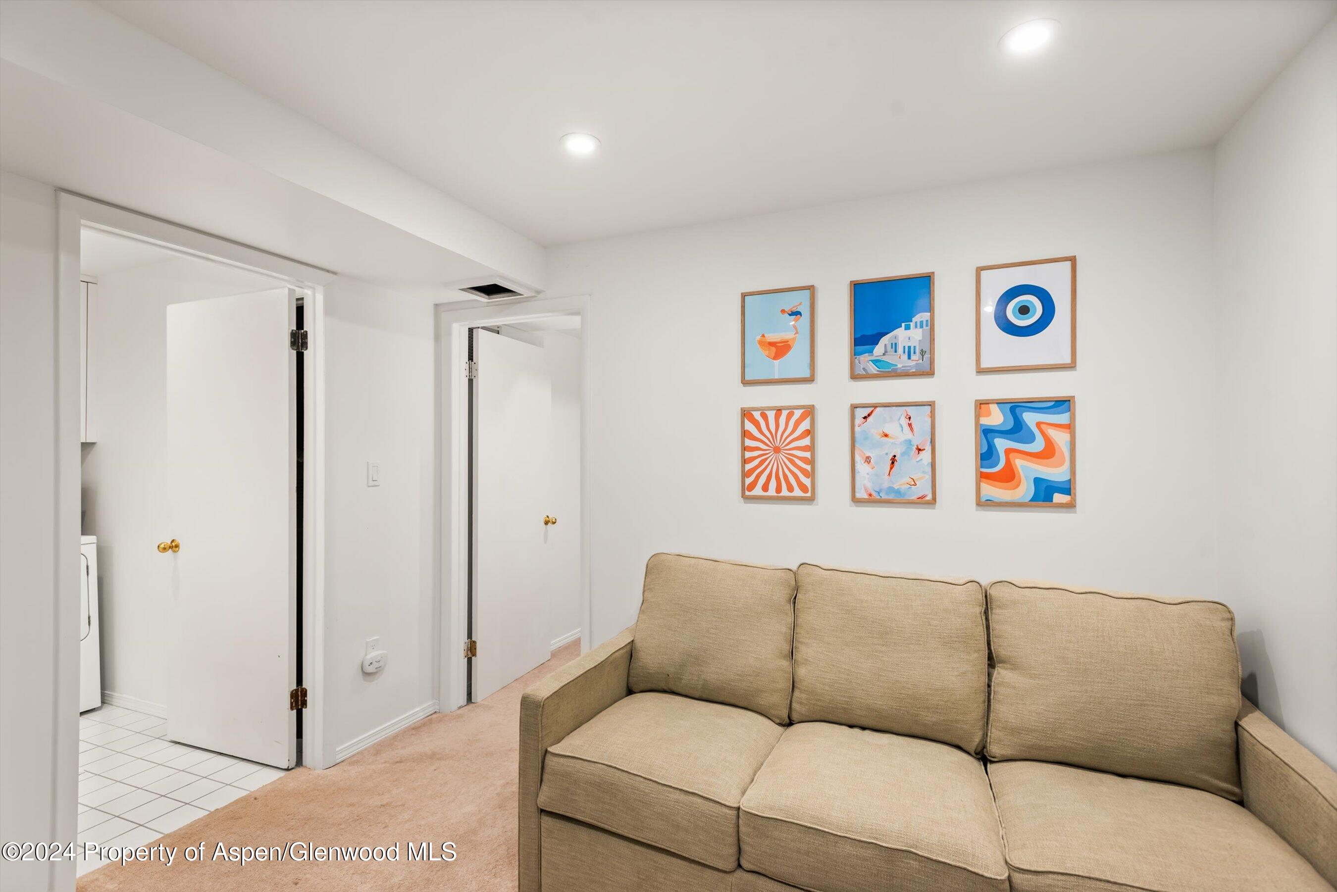 814 West Bleeker Street, Unit D1 Aspen, CO 81611 - Photo 22 of 22 a blue couch sitting next to a bathroom