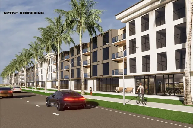 a car parked in front of a building