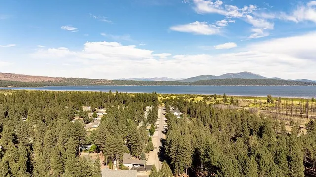 a view of lake and mountain