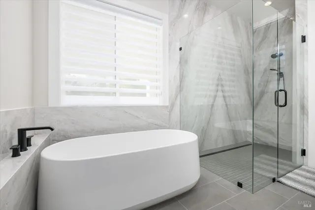 a bathroom with a bathtub