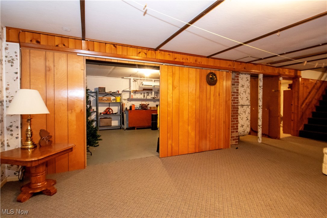 912 Ridgecrest Drive Wooster, OH 44691 - Photo 18 of 27 Basement featuring wooden walls and light colored carpet