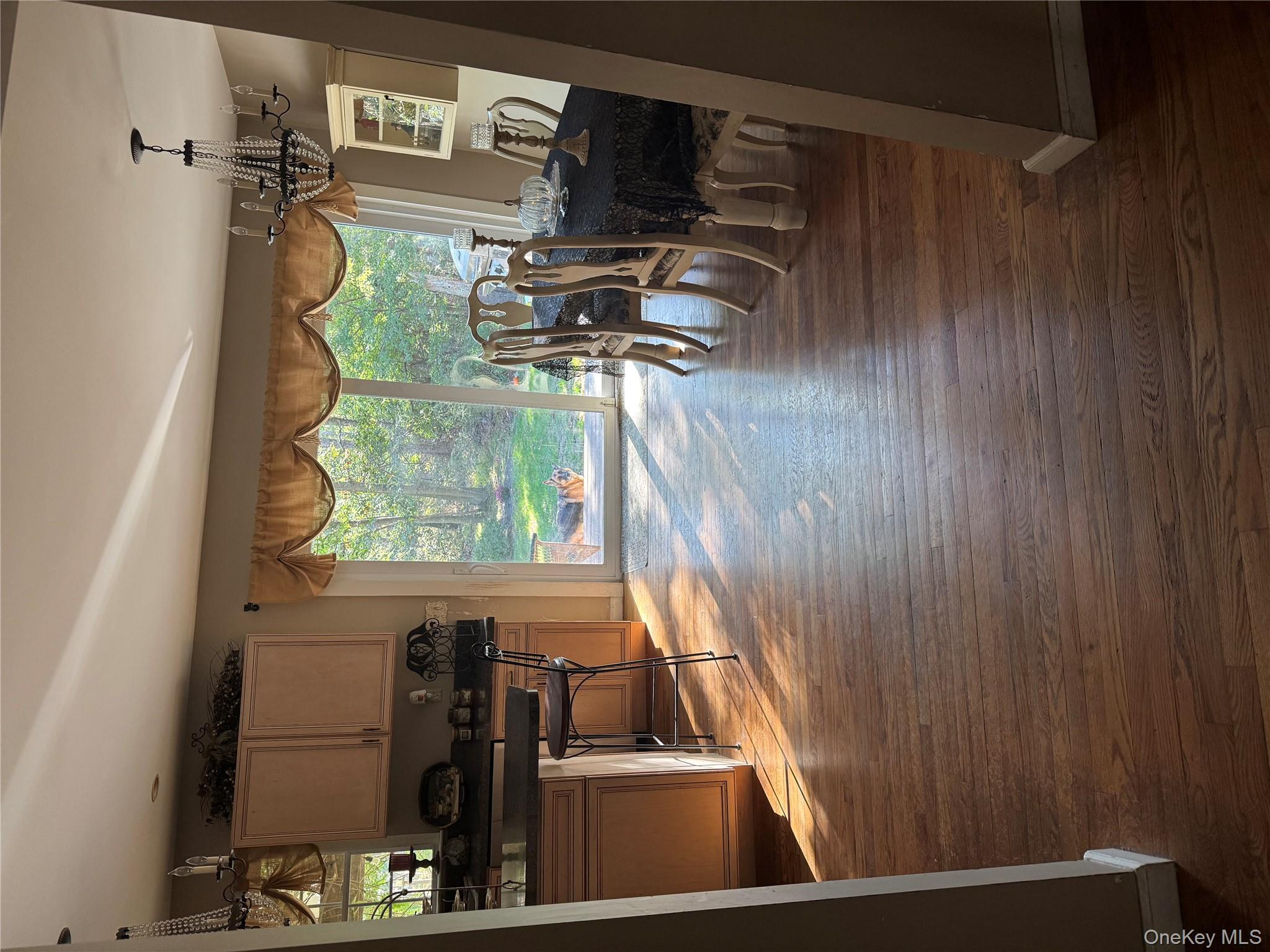 43 North Cozine Road Manorville, NY 11949 - Photo 11 of 42 a view of a dining room with furniture a chandelier and wooden floor