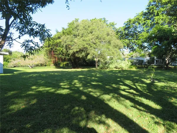 a view of a green field with lots of bushes