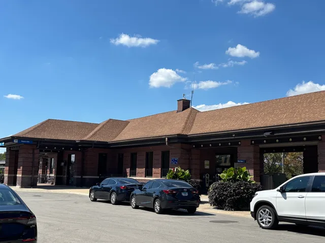 a view of a building with a street