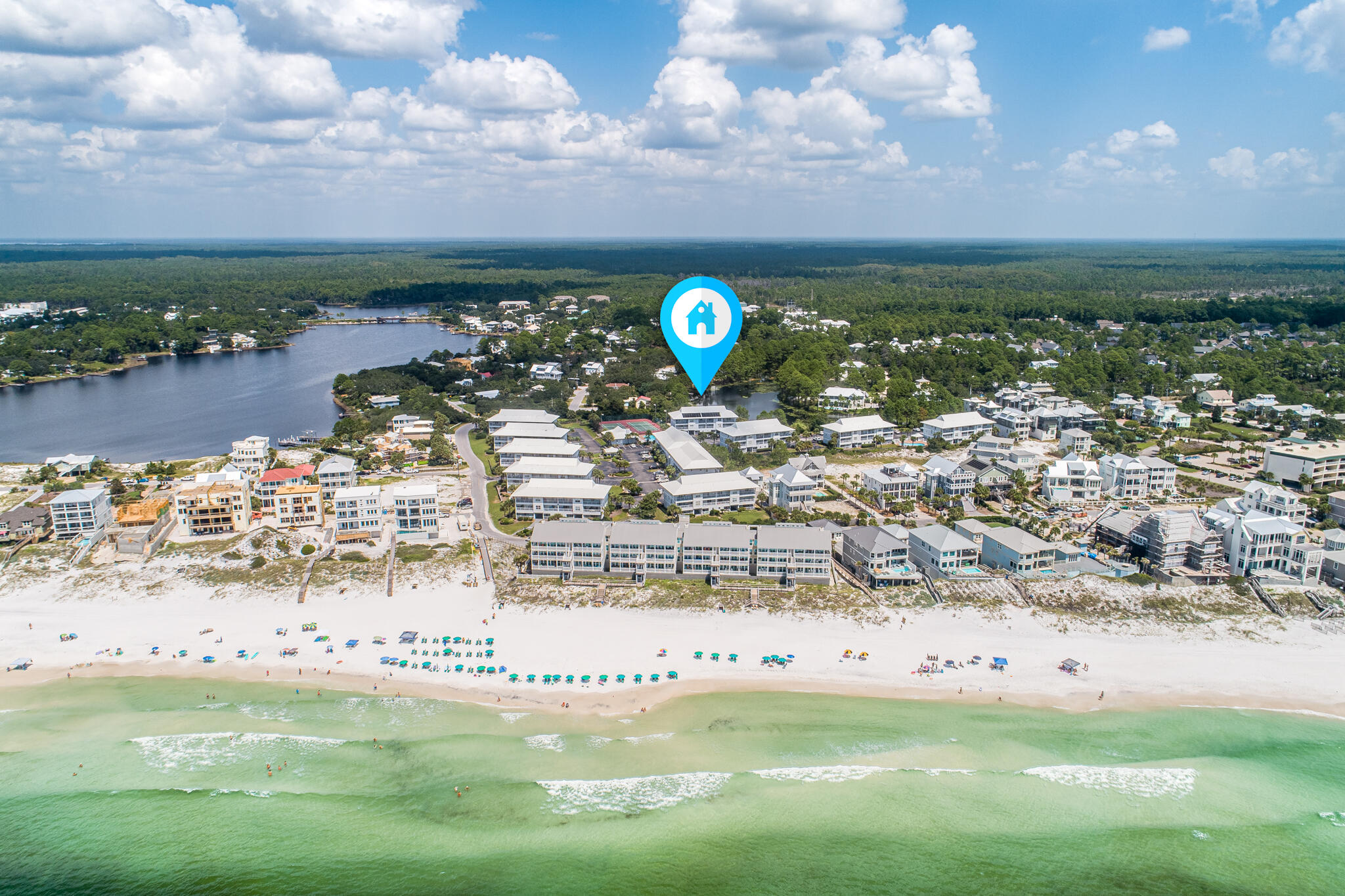 a view of outdoor space with swimming pool and lake view