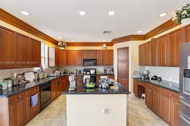 a kitchen with lots of counter top space