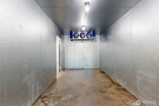 an empty room with painted walls