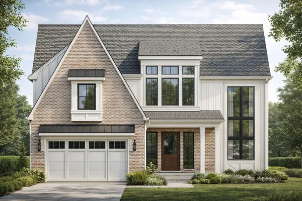 a view of a white house with large windows