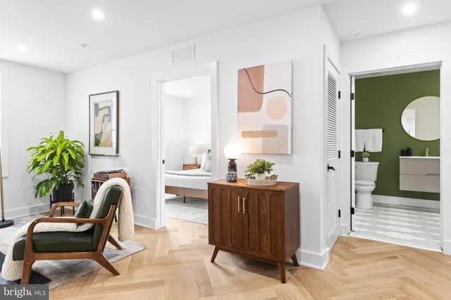 a living room with furniture