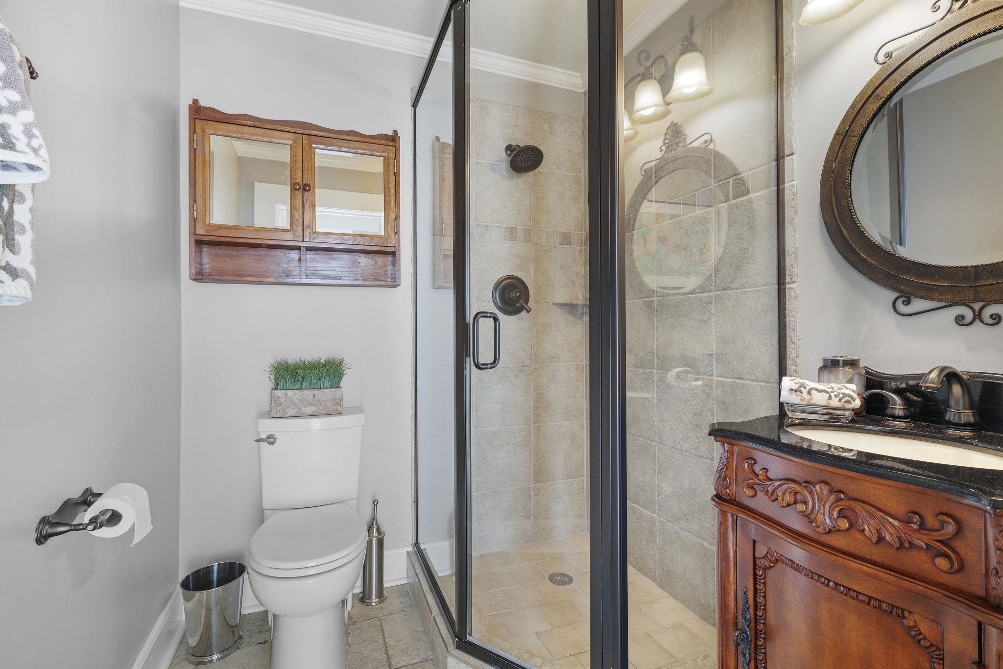 549 Peterson Lake Road Collierville, TN 38017 - Photo 22 of 34 a bathroom with a granite countertop sink a toilet and a mirror