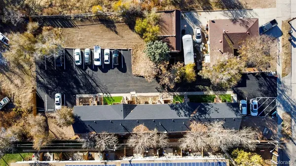 an aerial view of a house