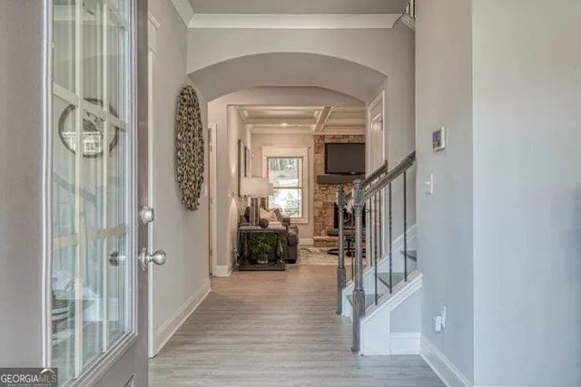 a view of livingroom form hallway