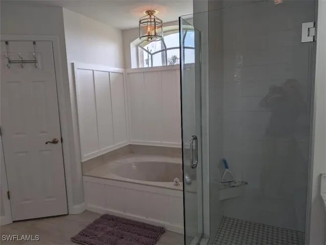 a bathroom with a bathtub