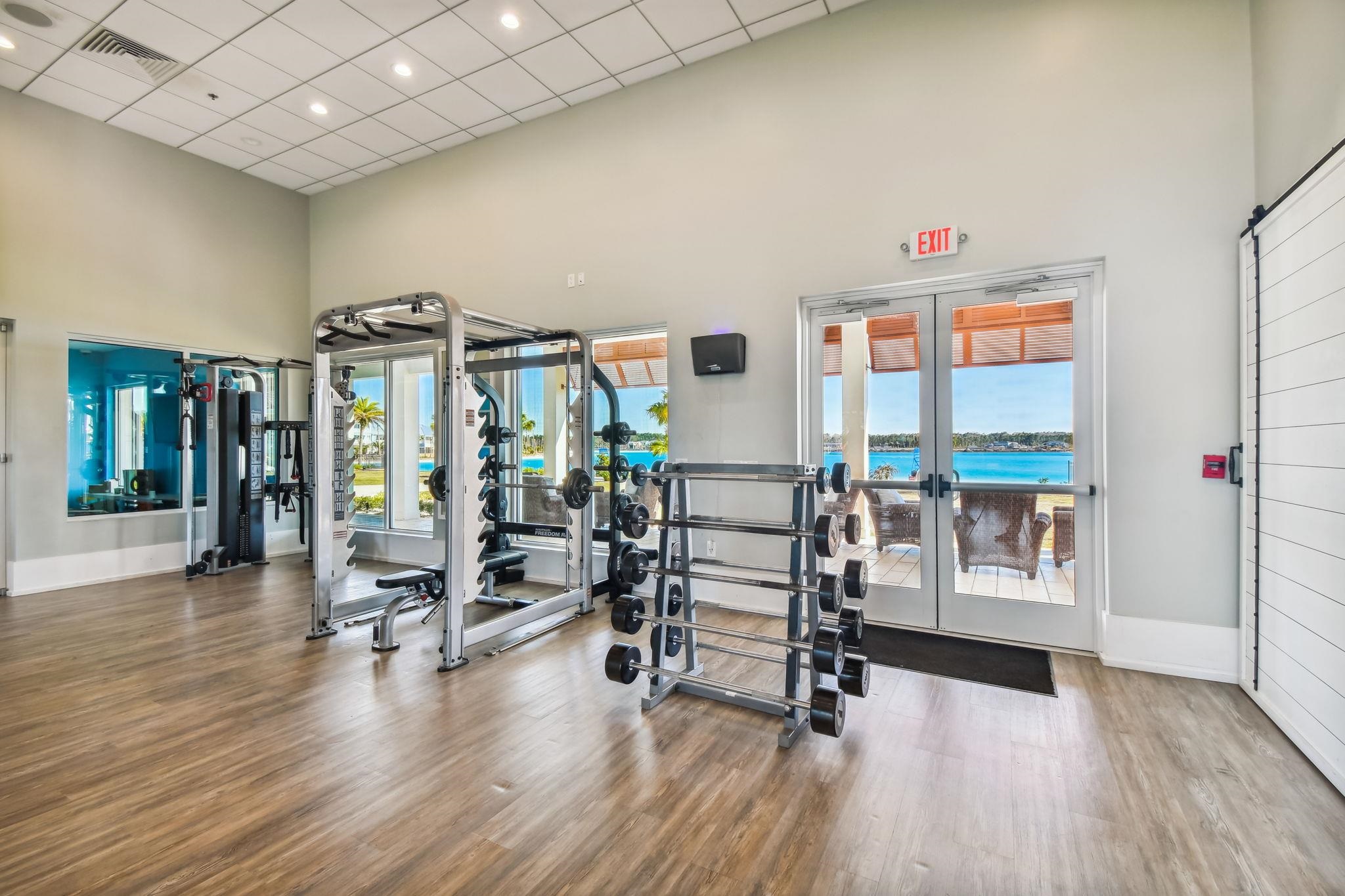 262 Killarney Avenue St. Johns, FL 32259 - Photo 91 of 100 Exercise room featuring a towering ceiling, french doors, recessed lighting, and a drop ceiling