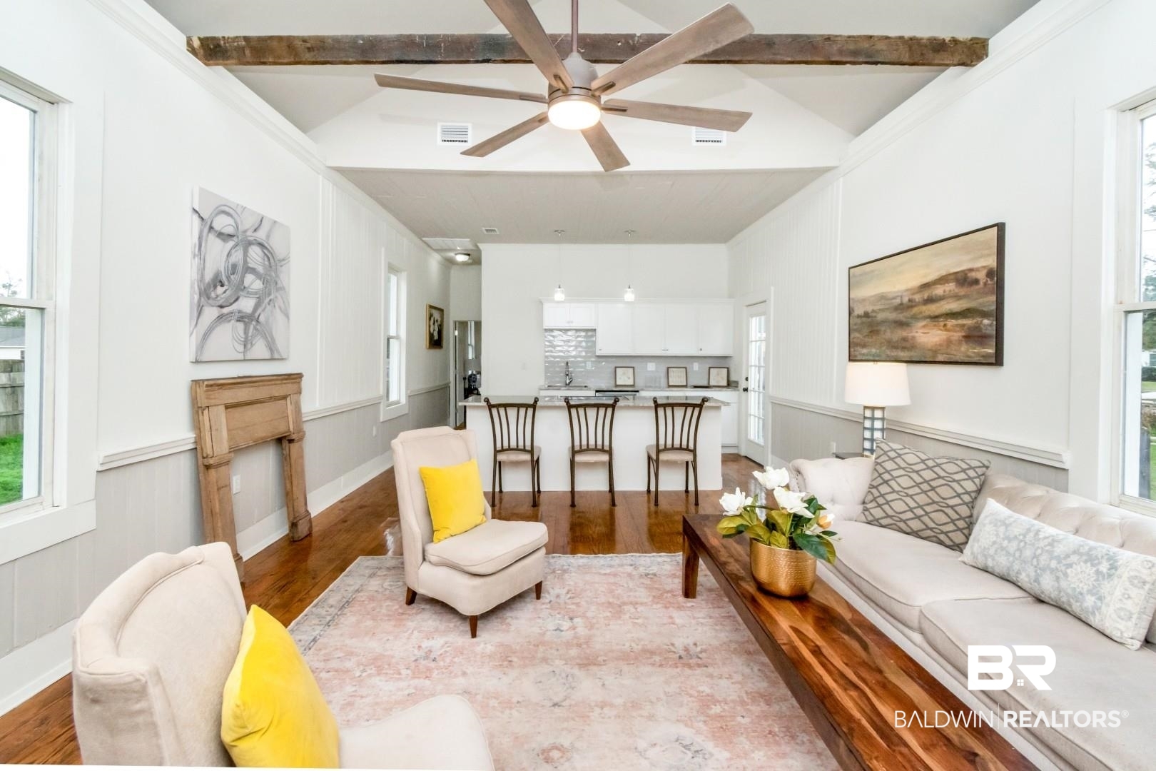 352 Marine Street Mobile, AL 36604 - Photo 5 of 20 Living room with light wood finished floors and a ceiling fan