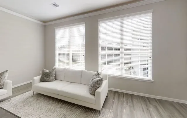 a living room with furniture and a window