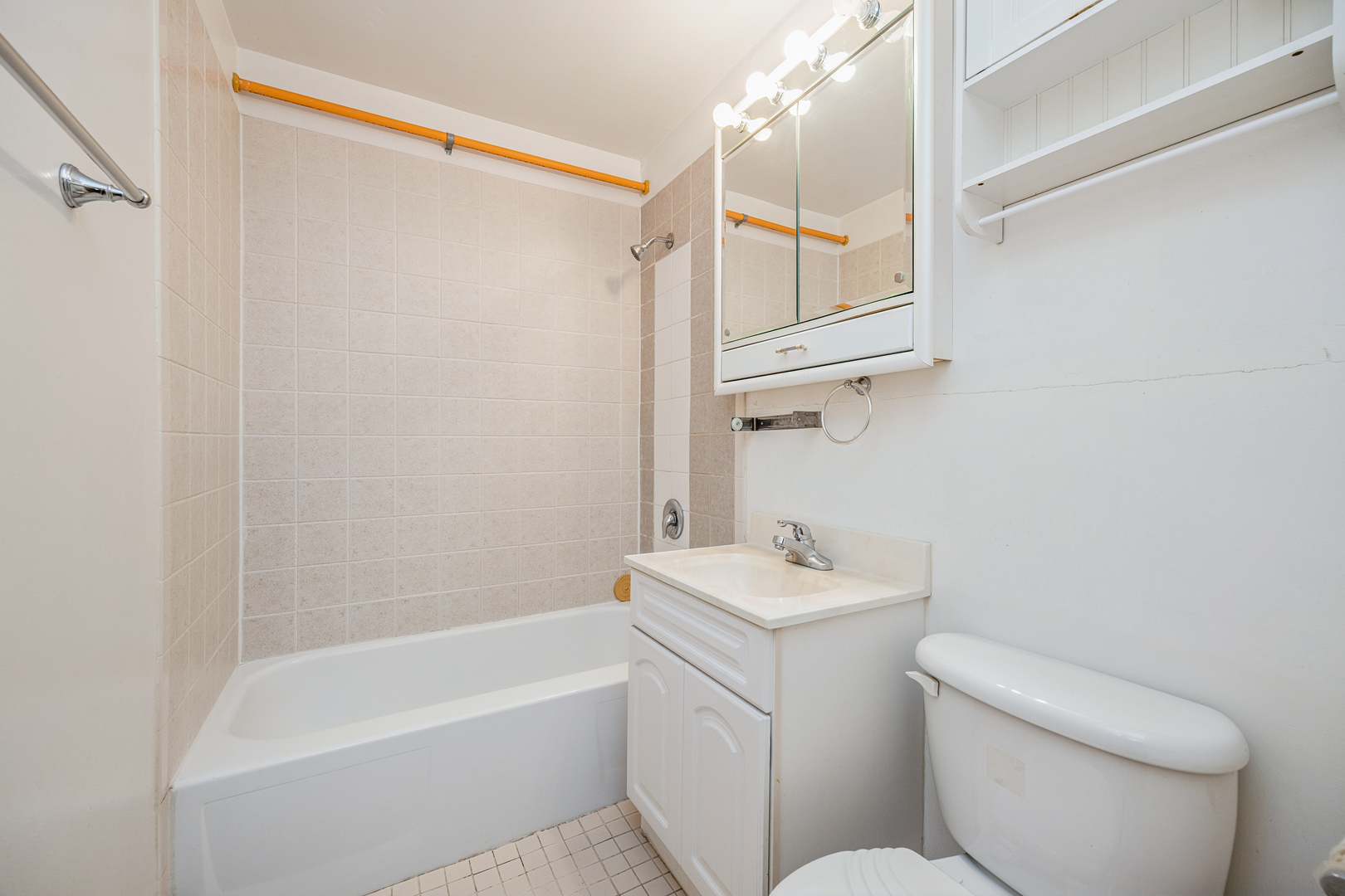 8480 West 103rd Terrace, Unit 301 Palos Hills, IL 60465 - Photo 17 of 17 a bathroom with a toilet a sink and a bathtub