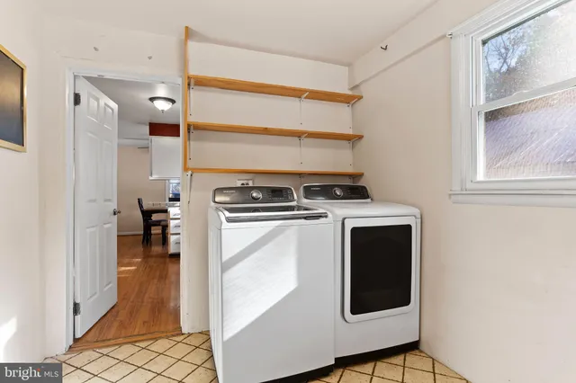 a room with a washer and dryer