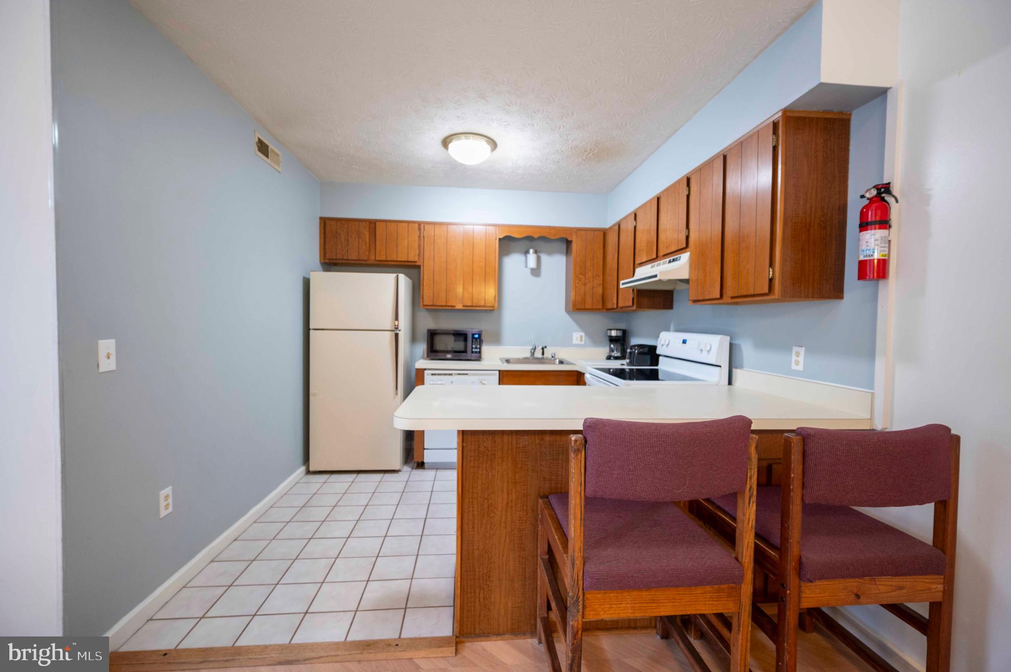 377 Spitz Lane, Unit 100 Basye, VA 22810 - Photo 49 of 69 a kitchen with a table chairs refrigerator and cabinets