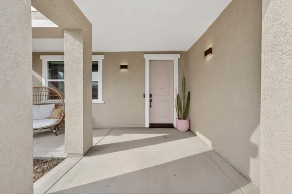 an empty room with shelves