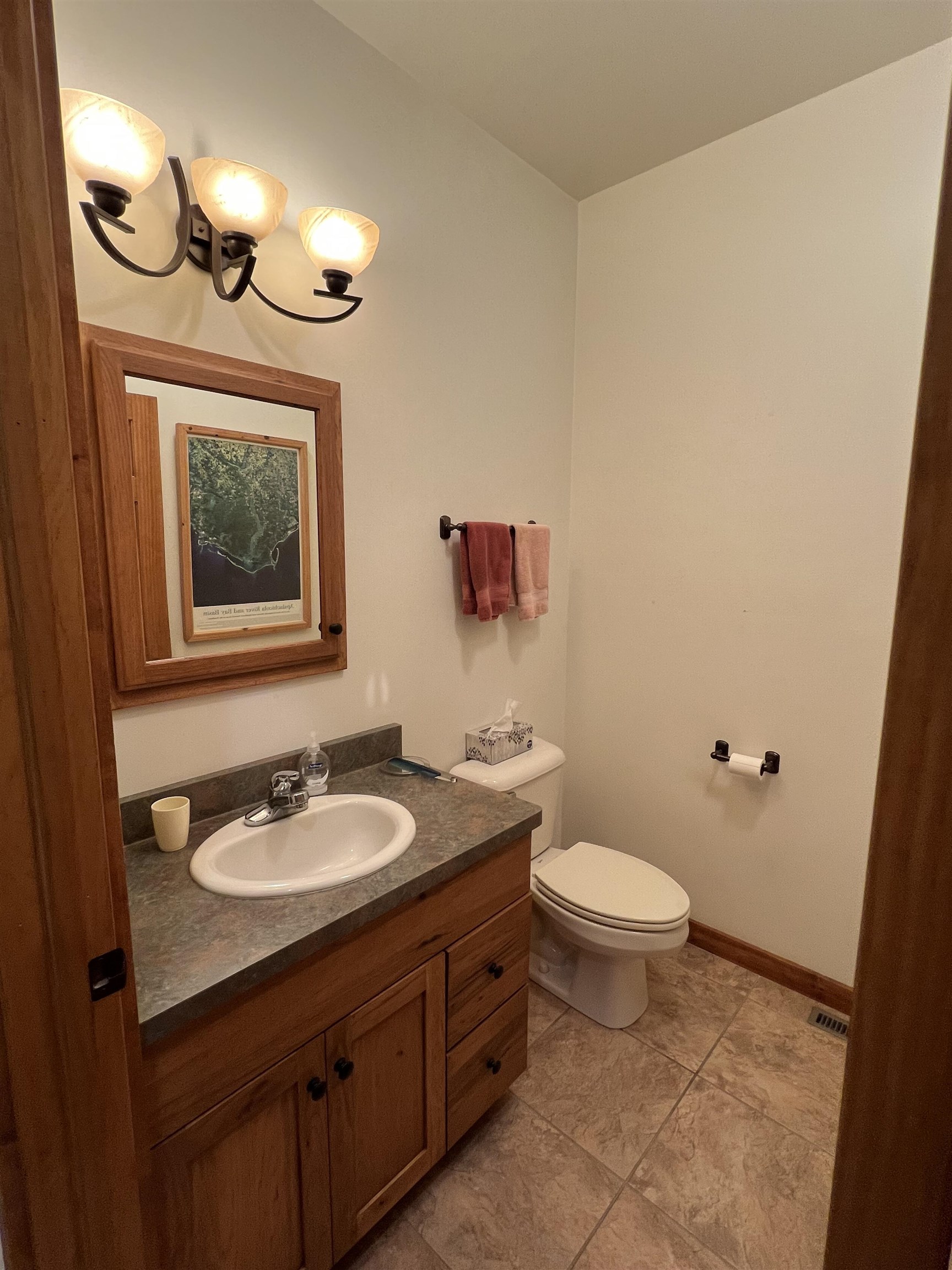 4707 South Elmoville Road Stockton, IL 61085 - Photo 35 of 43 a bathroom with a toilet a sink and mirror