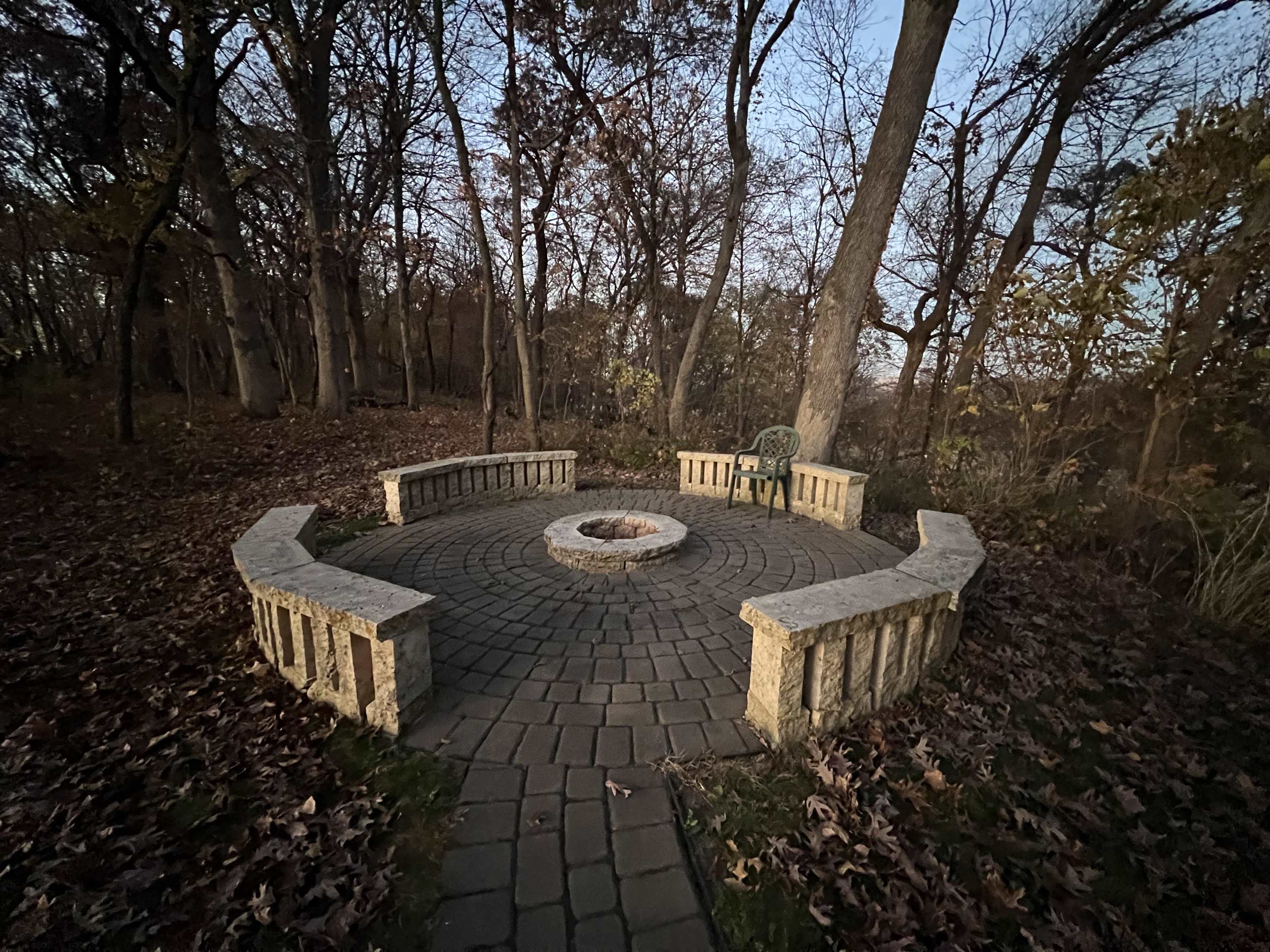 4707 South Elmoville Road Stockton, IL 61085 - Photo 39 of 43 a wooden table sitting in a backyard with large trees