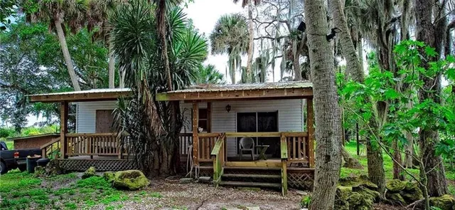 a view of a lake with a city