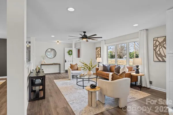 a living room with furniture