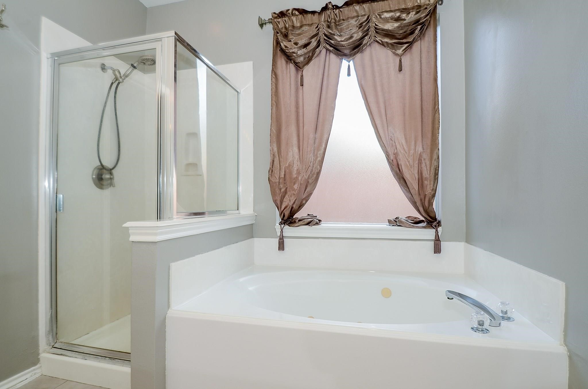 23719 Tustin Ranch Court Katy, TX 77494 - Photo 19 of 31 a bathroom with a bathtub a shower and a vanity
