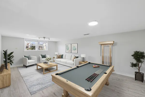 a living room with furniture