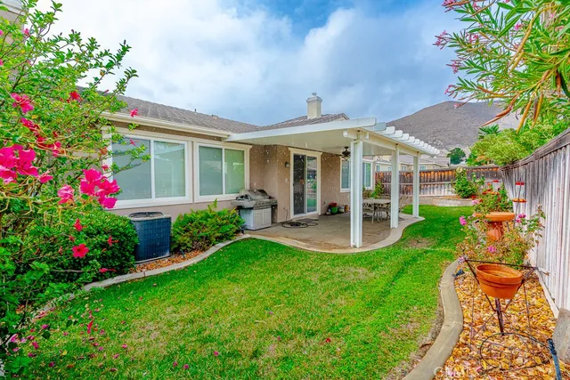 a view of a garden with a lake