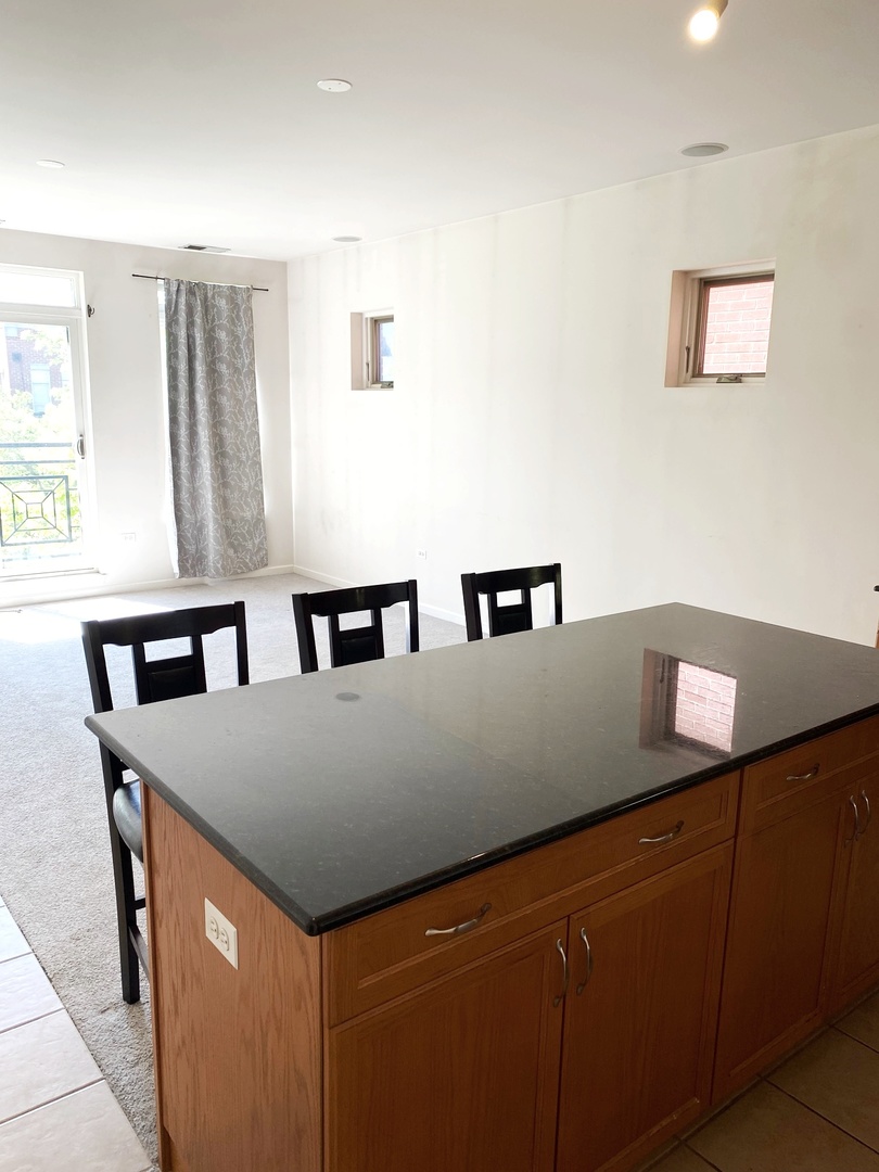 1415 South Halsted Street, Unit 3A Chicago, IL 60607 - Photo 5 of 14 a kitchen with stainless steel appliances granite countertop a sink a refrigerator and a stove