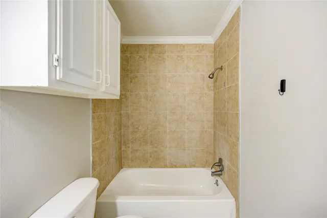 a bathroom with a bathtub