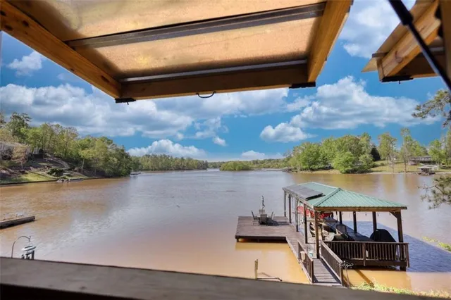 a view of a lake from a balcony