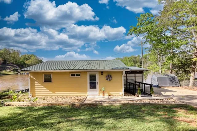 a view of a porch with furniture
