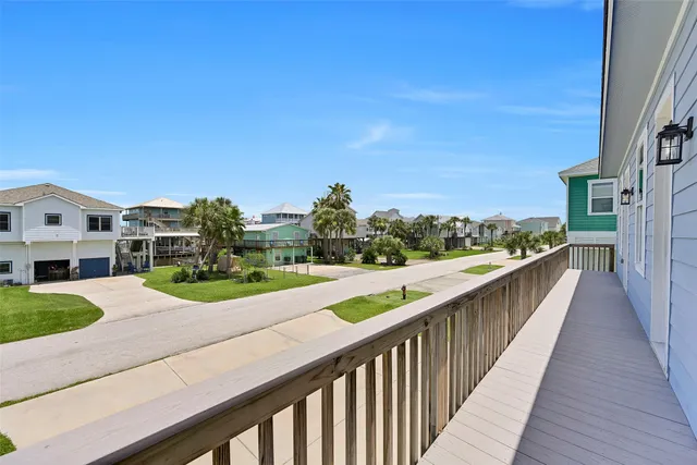 a balcony with furniture