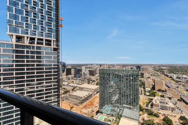 a view of a city from a balcony