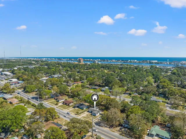an aerial view of residential building with outdoor space
