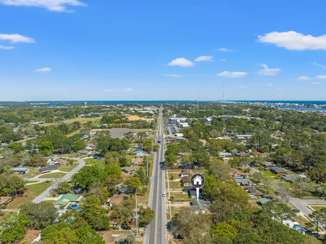 a view of city and swimming pool