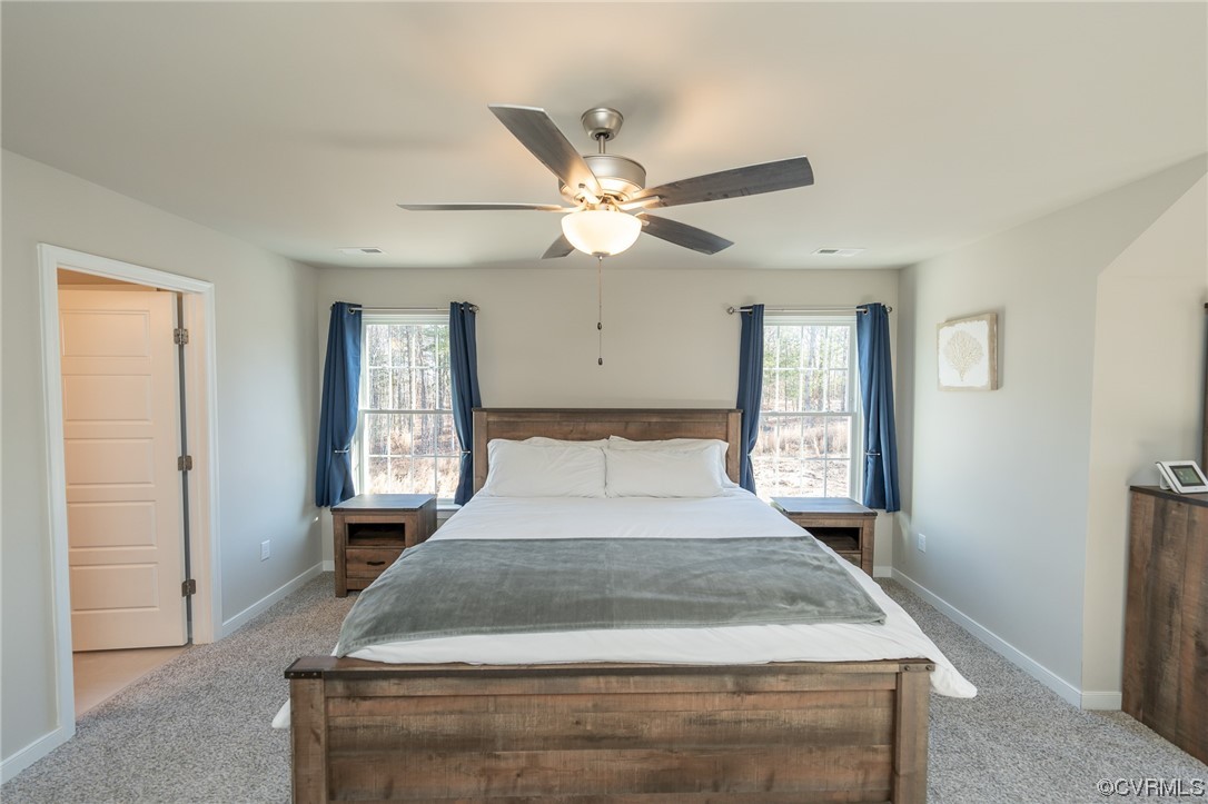 1147 Courthouse Road Palmyra, VA 22963 - Photo 14 of 48 a bedroom with a large bed and a chandelier fan