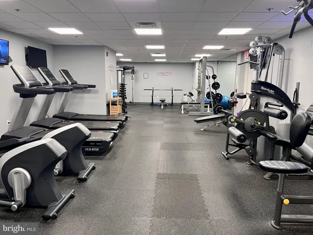 a view of a room with gym equipment
