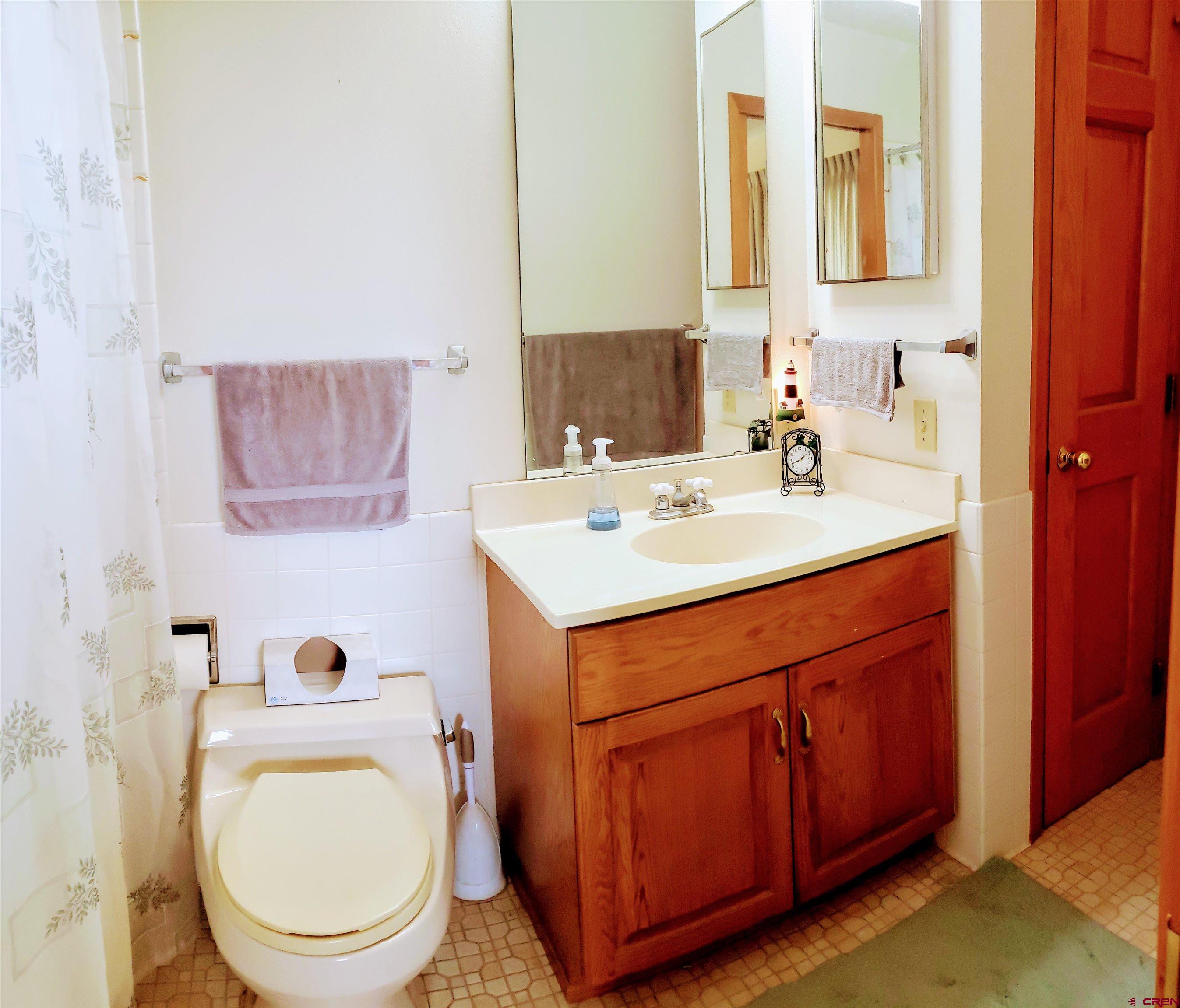 21669 Myers Road Orchard City, CO 81418 - Photo 18 of 35 a bathroom with a sink vanity mirror and toilet