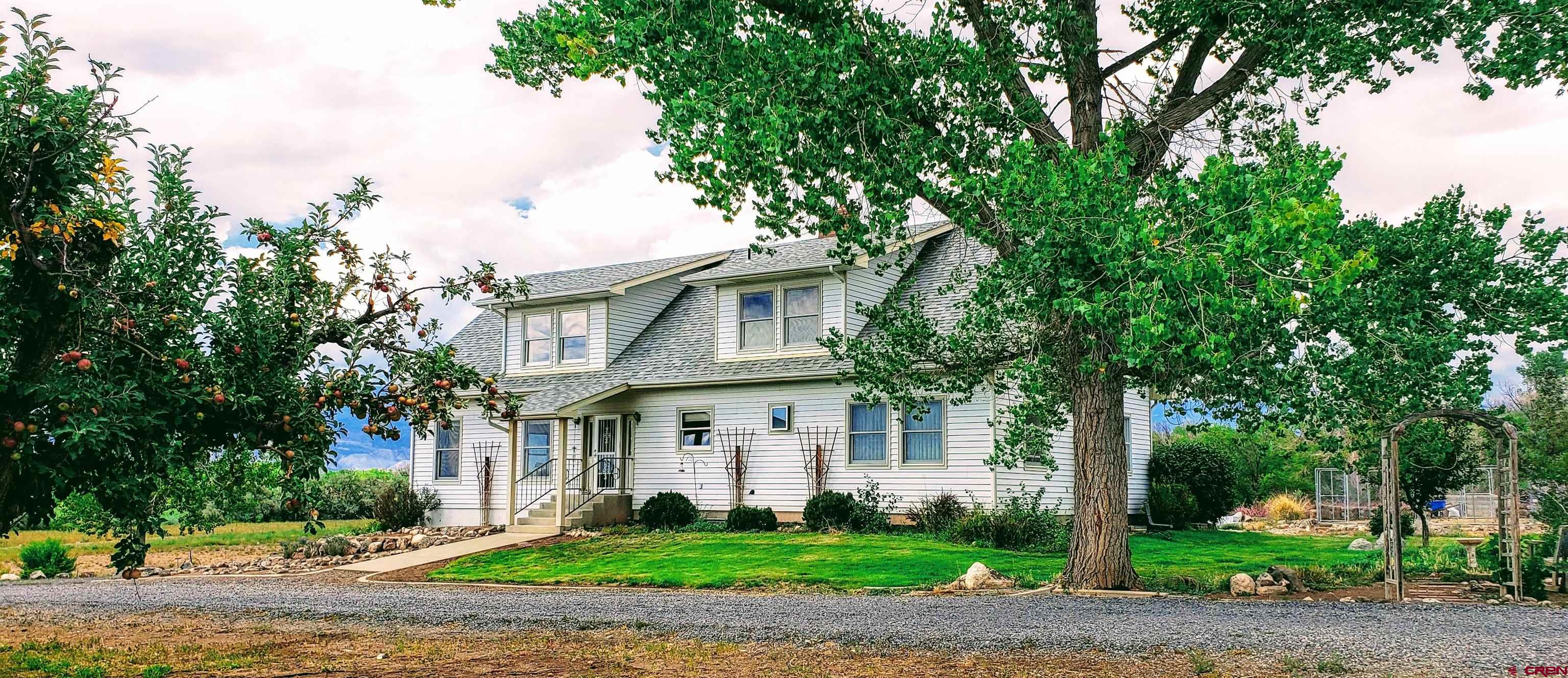 21669 Myers Road Orchard City, CO 81418 - Photo 4 of 35 a front view of a house with garden and trees