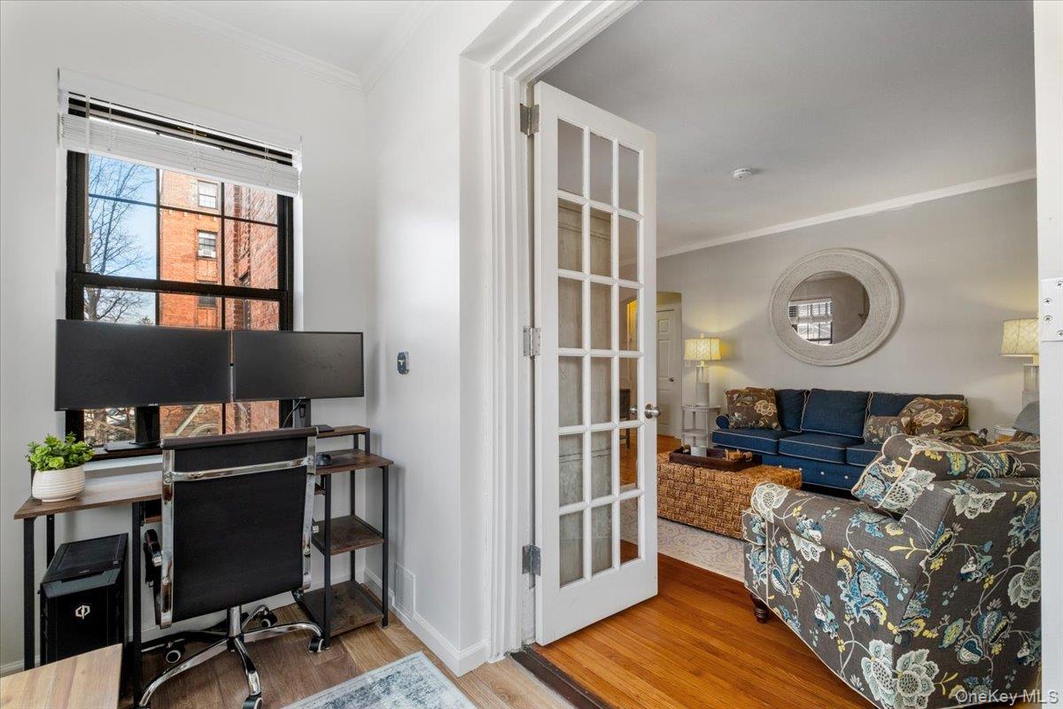 824 Bronx River Road, Unit 3A Bronxville, NY 10708 - Photo 7 of 26 At home office is next to Living Room and has large French doors that separate and can create a quiet space as needed