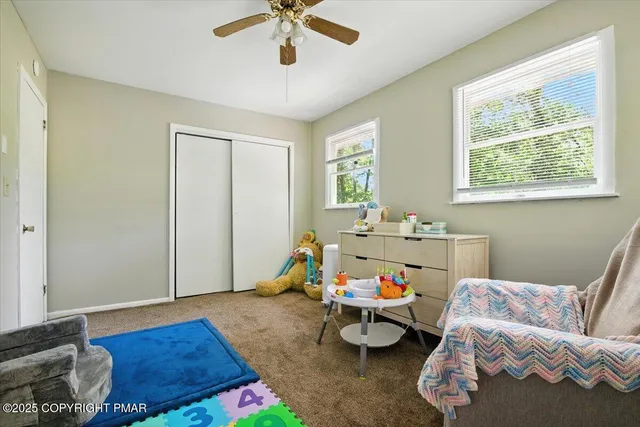 a view of a garage with storage