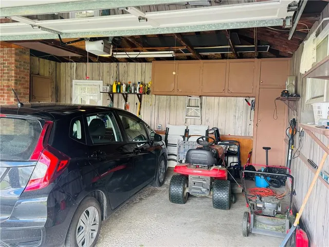 a view of car parked in garage