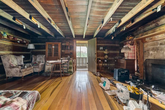 a outdoor space with wooden floor