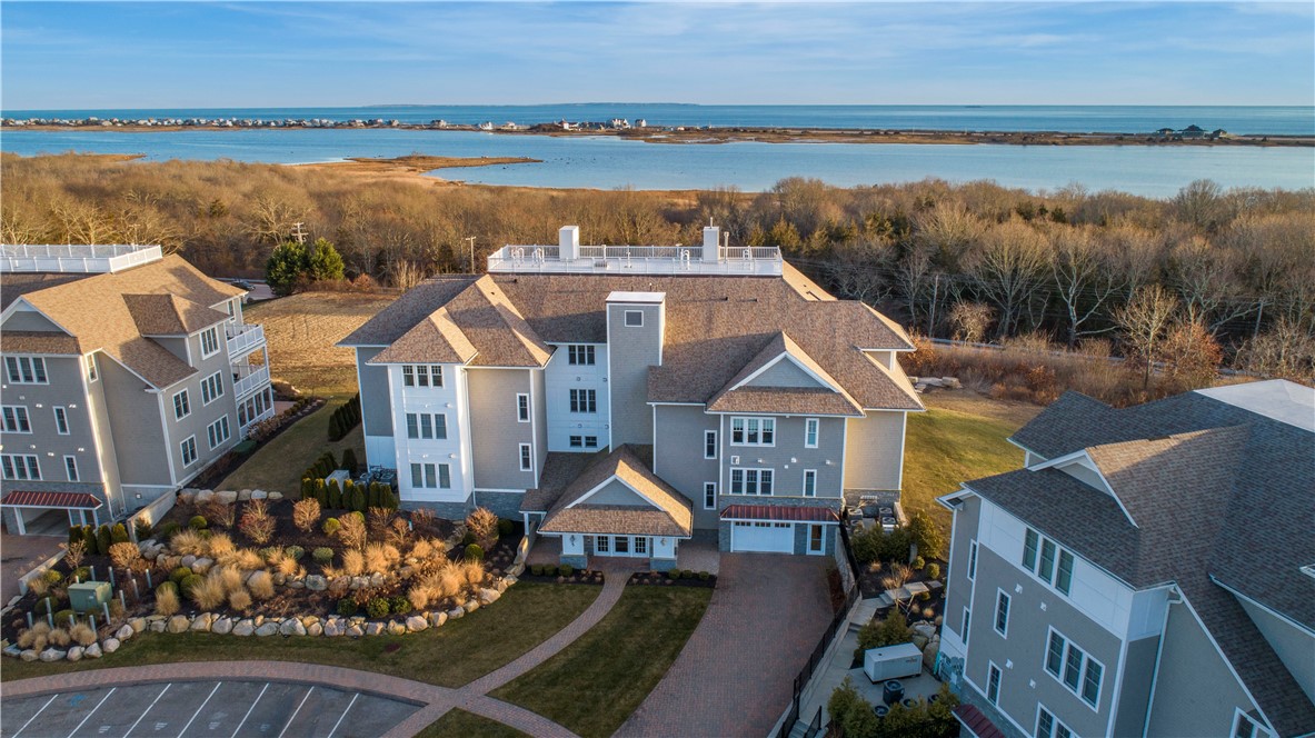 Aerial view of Pond and Ocean in distance